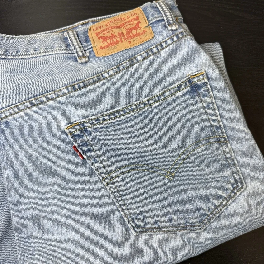 Levi's 550 Jeans Mens 42x30 Fits‎ 41x29 Blue Denim Relaxed Straight Leg Red Tab